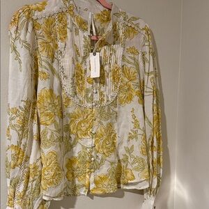 Anthropologie Yellow Floral Blouse